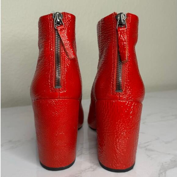 Kenneth Cole Alora Pointy Toe Ankle Bootie Boot Red Patent Leather‎ Boot Sz 9 - Picture 2 of 10